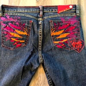 Vtg Pepe Jeans 'Love is‎ the answer' Pink and Orange Low Rise size 32